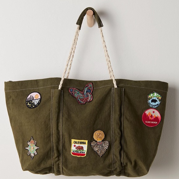 Free People Been There Badge Tote Bag❤️ NWOT Serpent Green - Picture 6 of 6